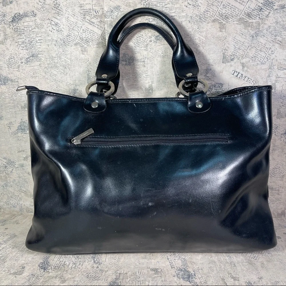 Frederic Paris Made in France Black Leather Satchel Bag Structured Shoulder Bag